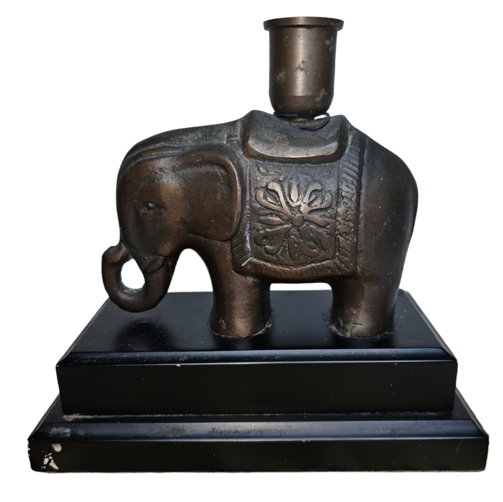 Vintage Embossided Brass Flower of Life Elephant Decor